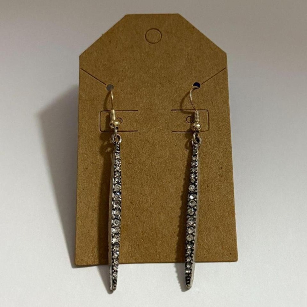 Rhinestones tear‎ drop repurposed handmade retro dangle pierced earrings